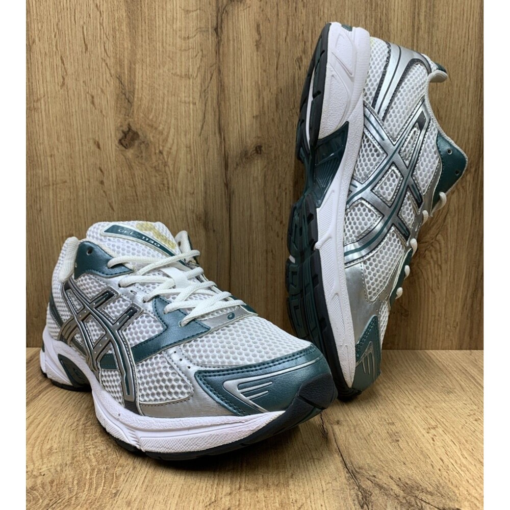 Asics Gel-1130 Mens Size 10 White Silver Green Running Shoes 1201A256